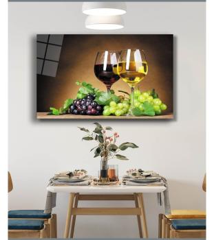 Wein und Trauben Art Design rechteckiges spezial Glasbild!